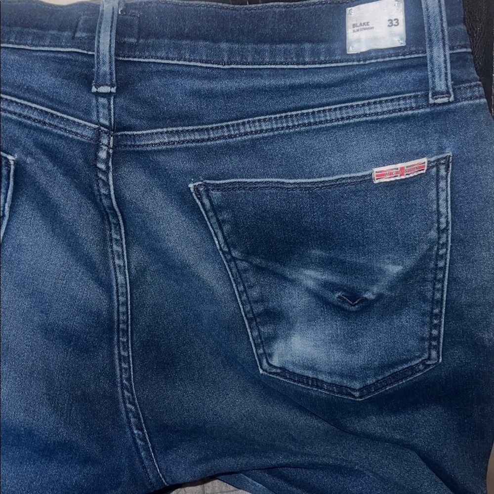 Hudson Blake Slim Straight Zip Fly Stretch Denim Jeans. Dark Wash, Men's 34X27